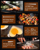 Griddle Accessories Kit - 136PCS Flat Top Grill Accessories for Blackstone and Camp Chef Metal Spatula Tools Set with Burger Press Scraper Tongs Carry Bag for Outdoor Grilling BBQ Cooking by GreenHaven Gardens