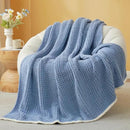 Snuggle Sac Ultra Soft Waffle Throw Blanket for Couch Bed Sofa 50x60 inches, Reversible Blue Blanket Microfiber Fluffy Fuzzy Cozy Knit Throws for Women Mothers Birthday Gifts by CozyNest Decor