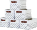 DECOMOMO Small Storage Basket, Closet Storage Bins, Baskets for Organizing Shelves (White Check, Small - 6 Pack) by CozyNest Decor