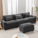URRED Modular Sectional Sofa Comfy Cloud Couch, Modern Velvet Sofa Sleeper Deep Seat Couches with Ottoman/Pillows for Living Room (Dark Gray, 117''- L Shape) by CozyNest Decor