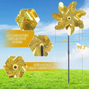 BATTIFE Golden Pinwheels for Garden, 10 Pack Reflective Wind Spinner to Scare Birds Away, Sparkly Pinwheel Deterrent, Outdoor Gold Pinwheel for Lawn and Patio by GreenHaven Gardens