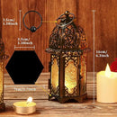 Metal Candle Holder 4PCS Transparent Glass Moroccan Style Hanging Lanterns Creative Wedding Home Tabletop Decoration Birdcage, Black by CozyNest Decor