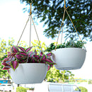 12 Inch 2 Pack Large Hanging Planters for Indoor Outdoor Plants, Plastic Hanging Basket Pots for House Plants Flowers, White by CozyNest Decor