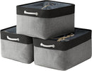 TheWarmHome Organization and Storage Basket for Organizing - 17x14x10 inch Large 3 Pack Collapsible Storage Bin for Shelves, Fabric Basket for Gifts Empty Organizer Gift Closet (Black & Grey) by TinyTreasures Baby Boutique