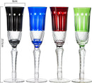 Crystal Italian Multicolor Design Flutes - 4 Set - 5oz 9" H