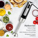 Zulay Immersion Stick Mixer Hand Blender - 800 Watts, Turbo Mode, 5-ft Power Electric Cord, Handheld Portable, Stainless Steel Blades - For Effortless Blending Smoothie, Soup, Baby Food, Puree - Black by TinyTreasures Baby Boutique