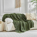 Longhui bedding Chunky Cotton Knit Throw Blanket for Couch, Sofa, Bed, or Chair, Decorative Breathable Fall Cable Knit Blanket 60 x 80 Inches, Large Olive Green by CozyNest Decor