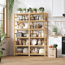 FOTOSOK 6-Tier Bamboo Shelf Set of 2, Bamboo Bookcase with Adjustable Shelves, Free Standing Storage Shelf Unit and Plant Flower Stand, Tall Large Bookshelf for Kitchen, Bathroom, Home Office, Natural by CozyNest Decor