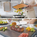 GUANCI Pure Titanium Cutting Board, Double Sided Cutting Board for Kitchen, Pure Titanium/Wood Fiber Composite with Juice Groove Dishwasher Safe 16"L x 11"W by CozyNest Decor
