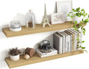 36 Inch Floating Shelves, 8 Inch Deep Floating Shelves for Wall, Hanging Shelf with Invisible Brackets, Deep Shelves for Bathroom, Bedroom, Living Room, Oak, Set of 2 by CozyNest Decor
