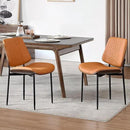BV Dining Chairs Set of 2, PU Leather Armless Kitchen Chair in Modern Walnut Style, Mid Century Bentwood Side Chair with Metal Legs, Retro Accent Guest Chair for Kitchen Dining Room(Brown) by CozyNest Decor