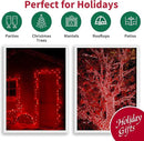 Red Wide Angle LED Christmas Lights, 64.8 Ft 300 Count, Pack of 3 Strands 21.9 Ft 100 Lights UL Certified Commercial Grade Green Wire 5mm Holiday String Light by CozyNest Decor