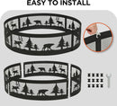 Red Mountain Valley 36 Inch Fire Pit Ring with 360° Forest & Wildlife Design, Portable Steel Wood Burning Firepit Ring for Outdoor Camping, Bonfires, Beach,Patio, fire Pit kit, Black