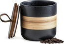 Spice Jars with Lid, Coffee Container Kitchen Food Storage Jars for Spice Sugar Tea Bag, Stackable Decorative Jars for Countertop, Black & 37oz by CozyNest Decor