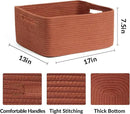 Large Storage Baskets for Organizing, Closet Shelf Baskets for Clothes Blanket Towels, Baby Nursery, Toy Bins Box, Woven Rope Baskets, 17 x 13 x 7.5”, 4 Packs Oxide Red by CozyNest Decor