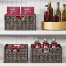 mDesign Woven Farmhouse Kitchen Pantry Food Storage Organizer Basket Bin Box, Container Organization for Cabinets, Cupboards, Shelves, Counter - Store Potatoes, Onions, Fruit, 3 Pack, Espresso Brown by CozyNest Decor