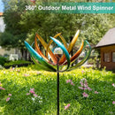 Large Solar Wind Spinners for Yard and Garden-82.6 Inch 360° Metal Wind Sculptures Outdoor Clearance Kinetic Windmills with Multi Color Led Glass Ball by CozyNest Decor