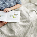 jinchan Boho 100% Cotton Muslin 50x60 Throw Blanket Lightweight 3-Layer Light Grey Blanket Washable Reversible Breathable Decorative Geometric Striped Patterned Soft Cozy for Sofa Bed All Season Gift by CozyNest Decor