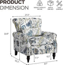 Wingback Accent Chair with Removable Pillow, High Back Floral Armchair with Solid Wood Legs & Nailhead Trim, Comfy Upholstered Reading Single Sofa Chair for Bedroom (1, Blue Floral Pattern) by CozyNest Decor