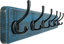 Dseap Coat Rack Wall: 24" Long, Patented, Heavy-Duty, 6-Double-Hooks Wooden Wall Mounted Coat Rack Coat Hanger Hook Rail for Winter Coats Hat Jacket Clothing, Weathered Blue by CozyNest Decor