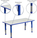 Flash Furniture Wren 23.625''W x 47.25''L Rectangular Blue Plastic Height Adjustable Activity Tables with Grey Tops, Set of 6 by CozyNest Decor