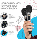Rabbit Karaoke Machine for Kids, Children and Toddlers with 2 Wireless Bluetooth Microphones, Portable PA Speaker System Includes Lyrics Display Phone Holder, TV Cable and Singer Vocal Removal Mode by TinyTreasures Baby Boutique