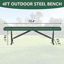 72" L Outdoor Steel Flat Bench, Heavy Duty Metal Park Bench for Outside, Expanded Metal, Commercial Benches Mesh Bench for Shopping Mall, Store, Lawn, Park, Patio, Deck, Garden (Green, 6FT) by GreenHaven Gardens