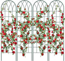 4 Pack Metal Garden Trellis for Climbing Plants, Black Metal Garden Trellis for Vines Plant Rose Vegetable Support,Large Decorative Outdoor Trellis by GreenHaven Gardens