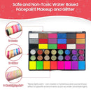 Pintada 42 Color Face Painting Kit for Kids - Non Toxic Water Activated Face Paint Palette With Stencils, Brush, Gems. For Carnival, Halloween, Costume Makeup and Any Creative Activity with Kids by TinyTreasures Baby Boutique