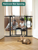Babelio 36" Tall Upgraded Baby Gate with Cat Door,29-43" Auto Close Durable Dog Gate for Stairs,Doorways and House,Easy Walk Thru,Includes 4 Wall Cups,Black by TinyTreasures Baby Boutique