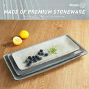 famiware Serving Platter, Rectangular 15.67/14.1/12.6inch Serving Dishes for Entertaining, Reactive Glaze, Stoneware Serving Trays for Party, Food, Turkey, Snack, Cheese, Ocean Series, Grey by CozyNest Decor