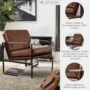 Signature Design by Ashley Puckman Mid-Century Modern Leather Accent Chair, Brown by CozyNest Decor