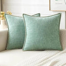 MIULEE Pack of 2 Couch Throw Pillow Covers 18x18 Inch Greyish Green Farmhouse Decorative Pillow Covers with Stitched Edge Soft Chenille Solid Dyed Spring Pillow Covers for Sofa Bed Living Room by CozyNest Decor