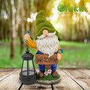 Garden Gnomes Outdoor - Flocked Gnome Statue Holding Lantern with Solar LED Lights | Gnomes Garden Decorations for Patio, Yard, Lawn Ornaments - Gnome Gifts by CozyNest Decor
