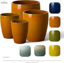 Emissary Bullet 9.5 in. Bright Orange Ceramic Round Planter (9.5 in. L x 9.5 in. W x 12 in. H) with Drainage Hole by CozyNest Decor