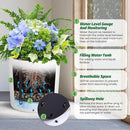 Tall Round Planter Set of 2, 19.5‘’ H x 19.9" Dia Large Planters for Indoor Plants with Built-in Drainage and a Water Level Monitor and Wheels for Patio, Porch, Living Room, or Home Office, White by GreenHaven Gardens