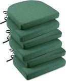 downluxe Indoor Chair Cushions for Dining Chairs, Soft and Comfortable Textured Foam Kitchen Chair Pads with Ties and Non-Slip Backing, 16" x 16" x 2", Dark Green, 6 Pack by CozyNest Decor