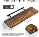 BAYKA Floating Shelves Set of 2, 22.5" Rustic Wood Wall Mounted Shelves for Bedroom, Living Room, Kitchen & Office, Hanging Display Shelf with 22 lbs Capacity (Rustic Brown) by CozyNest Decor