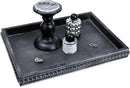 Rectangle Wood Serving Tray with Beads, Black Washed Wooden Decorative Tray for Entertaining, Decoration, and Gifting by CozyNest Decor