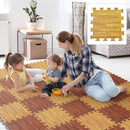 Skyweaver 12 Tiles Soft Non-Toxic Baby Play Mat for Floor EVA Foam Jigsaw Puzzle Play Mat, Interlocking Squares with 0.6inch for Babies, Toddlers & Kids Gym, Nursery, Playroom, Light Brown by TinyTreasures Baby Boutique