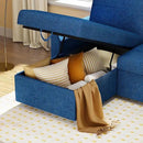 VanAcc Sleeper Sofa - 2 in 1 Pull Out Couch Bed with Storage Chaise for Living Room, Linen Blue by CozyNest Decor
