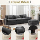 URRED Modular Sectional Sofa Comfy Cloud Couch, Modern Velvet Sofa Sleeper Deep Seat Couches with Ottoman/Pillows for Living Room (Dark Gray, 117''- L Shape) by CozyNest Decor
