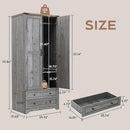 Brafab Armoire Wardrobe Closet with 2 Modern Doors, 71" Tall Freestanding Closet Wardrobe Cabinet with Drawers and Hanging Rail, Light Wooden Storage Cabinet with Shelve for Bedroom (Grey, 4 Doors) by CozyNest Decor