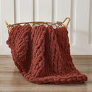 WESHIONGOO Chunky Knit Blanket Throw 40"*40“ Knitted Throw Blankets for Couch Bed Fluffy Soft Blanket with Jumbo Chenille Yarn Thick 100% Handmade(Ｒｕｓｔ) by CozyNest Decor