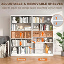 White Bookshelf, 55” Adjustable Tall Metal Bookshelf, 5-Tier Wide Bookshelf with Anti-Tilt Device, Modern Book Cases and Book Shelves for Bedroom, Living Room, Playroom, Study by CozyNest Decor