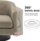Swivel Barrel Accent Chair, Modern Round Corduroy Fabric Arm Chair for Living Room, Bedroom, Comfy Club Reading Chairs for Adults (Corduroy Camel, Set of 2) by CozyNest Decor