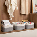 Storage Baskets for Organizing 3 Pack, Woven Baskets for Shelves, Closet Organizer Bins Empty Gift Basket Toy Storage for Toys, Books, Towels, Clothes, 15"x11.42"x6.7", Grey by TinyTreasures Baby Boutique