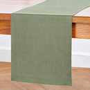 Solino Home Linen Oil Green Table Runner 108 Inches Long - 100% Pure Linen 14 x 108 Inch Table Runner for Fall, Autumn, Thanksgiving - Fete by CozyNest Decor
