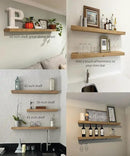 joelsantiques 42 Inch Wooden Floating Shelves for Wall - 42x6x2 in - Made of Natural Wood - Long Heavy Duty Rustic Wall Shelves for Bedroom - Perfect for Living Room, Kitchen - Natural by CozyNest Decor