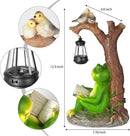 Outdoor Funny Frog Statue, Resin Reading Frogs Garden Decor, Solar Frog Gift Sculpture Decoration for Home Patio, Yard, Lawn, Porch, Ornament